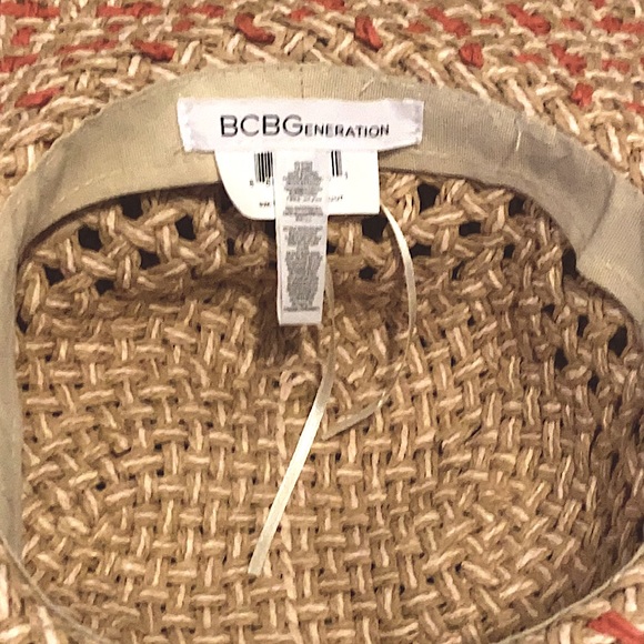 BCBGeneration Coral Wheat Straw Hat Open-Weave Floppy Sun Hat Dainty Adjustable - Picture 6 of 8